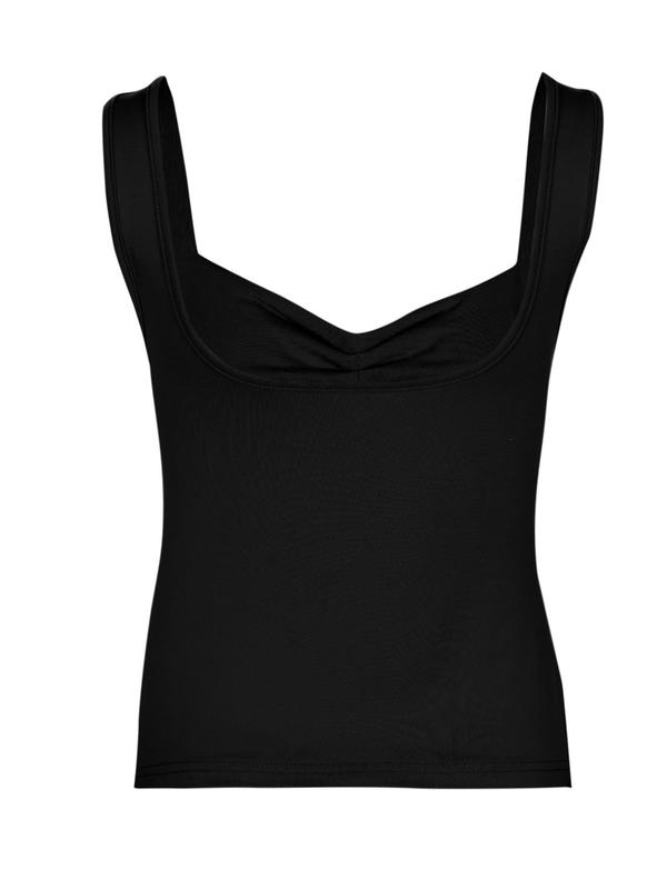 Women's Plain Ruched Split Hem Sweetheart Neck Tank Top, Casual Solid Sleeveless Top for Daily Wear, Summer Outfits 2024, Back To School Outfits, Summer Clothes, Summer Tops, Ladies Clothing for All Seasons