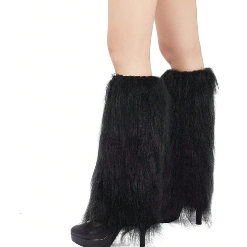 Fur Leg Warmers Soft Furry Leg Warmers For Women Winter Fluffy Boot Cuffs Covers Halloween Santa Costume