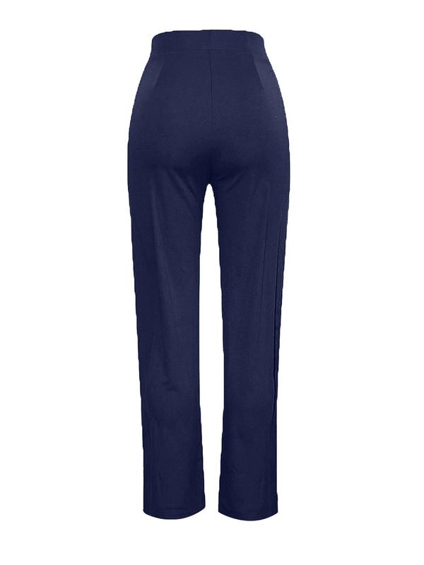 Women's Plain High Waist Flare Leg Pants, Rib Flares Pants, Fall Outfits, Casual Comfy Bell Bottom Trousers for Daily Wear, Ladies Bottoms for All Seasons