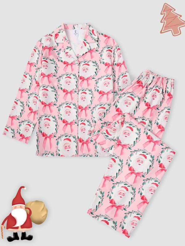 @ShopwithJulie Collection Women's Christmas Patchwork Print Lapel Neck Pajama, Casual Comfy Long Sleeve Button Up Top & Elastic Waist Pants PJ Set, Ladies Sleepwear for Spring & Fall, Pajama Pants at Gym