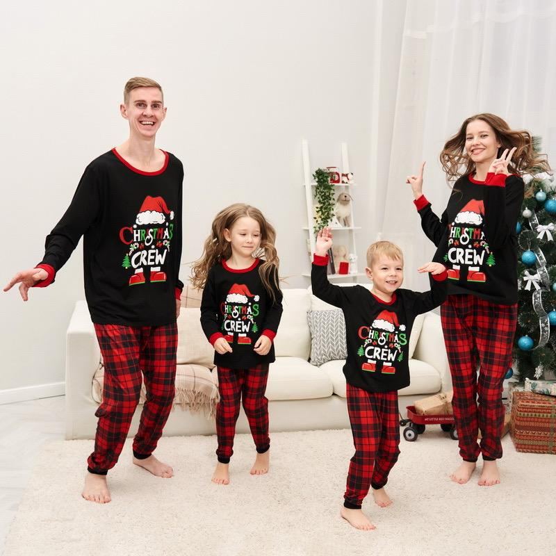 Family Christmas Pajamas Matching Sets, BengUp Christmas Family Pajamas Sets Long Sleeve Pjs Matching Sets with Plaid Pants Soft Sleepwear Loungewear