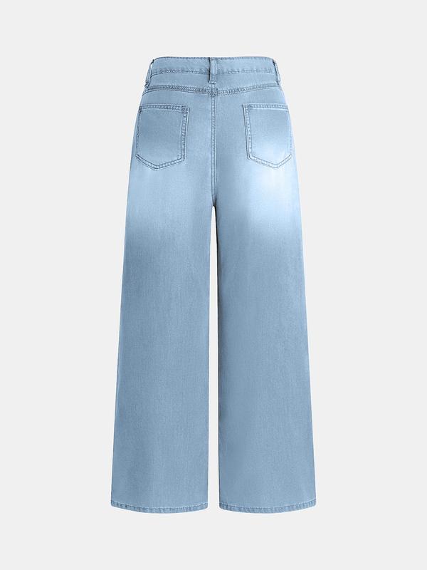 YOZY Christmas Deals, Wide Leg Denim Pants, Casual Comfy Button Fly Pocket Trousers for Daily Wear, 2024 Women's All Season Outfits for Daily Wear, Christmas 2024 Trend, Fall & Winter Clothes