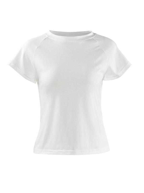 Women's Plain Raglan Sleeve Tee, Casual Short Sleeve Round Neck T-shirt for Summer, Ladies Clothes for Daily Wear