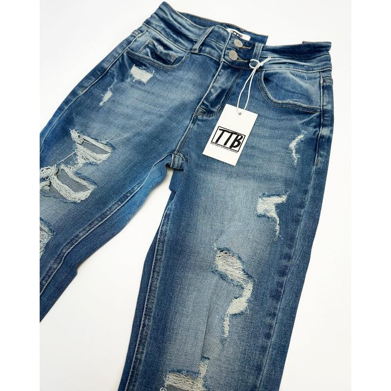 LIGHT WASH Route 507 Milestone Distressed Denim Flare Jeans Bottom