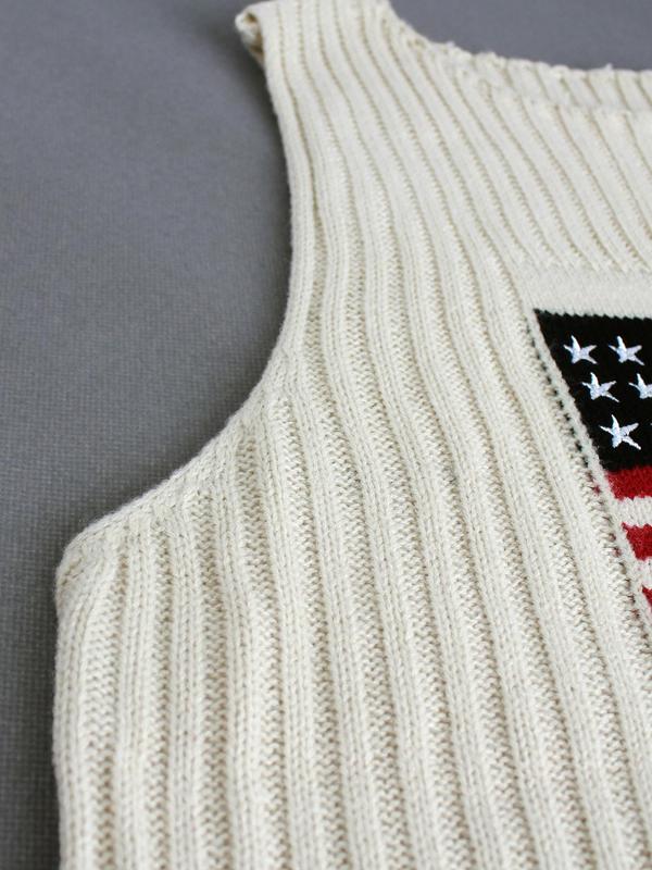 Women's Flag Graphic Print Split Hem Sweater Vest, Casual Fashion Round Neck Sleeveless Jumper Vest for Summer, Ladies Knit Clothing Sweaters for Daily Wear