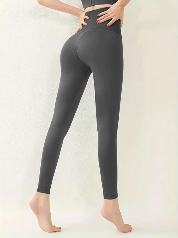 Women's High Waist Hook & Eye Closure Leggings, Casual Comfy Breathable High Stretch  Skinny Pants for Daily Wear, Ladies Bottoms for All Seasons