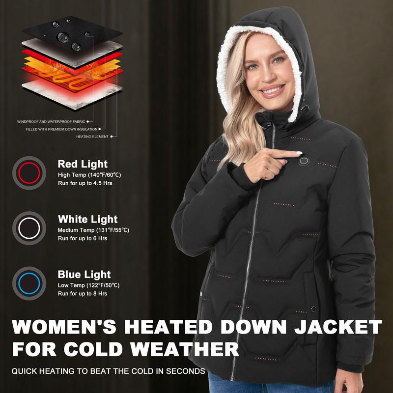 Vofuoti Christmas Gifts for Women Women's Heated Jacket, Lightweight Heated Coat with Battery Pack and Detachable Hood