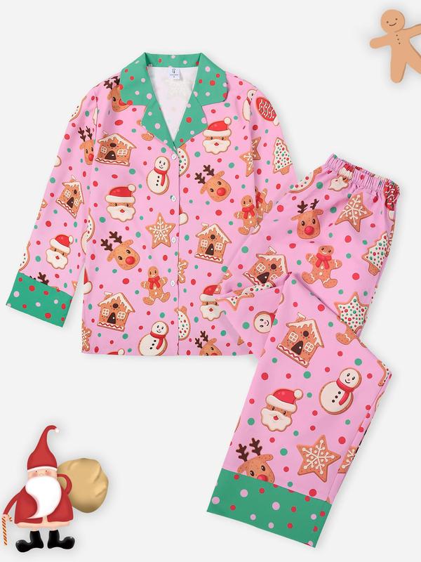 @ShopwithJulie Collection Women's Christmas Patchwork Print Lapel Neck Pajama, Casual Comfy Long Sleeve Button Up Top & Elastic Waist Pants PJ Set, Ladies Sleepwear for Spring & Fall, Pajama Pants at Gym