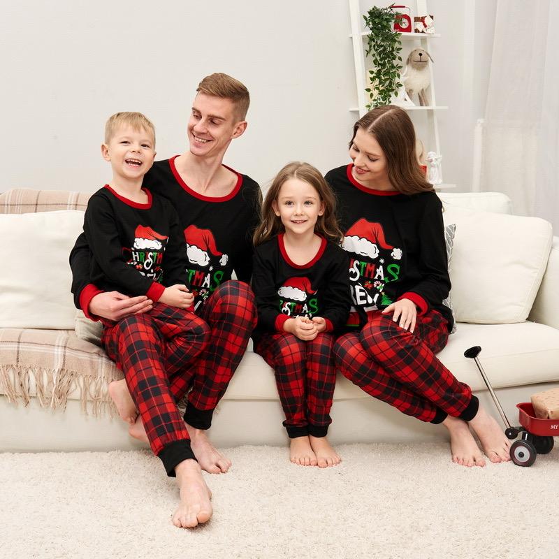 Family Christmas Pajamas Matching Sets, BengUp Christmas Family Pajamas Sets Long Sleeve Pjs Matching Sets with Plaid Pants Soft Sleepwear Loungewear