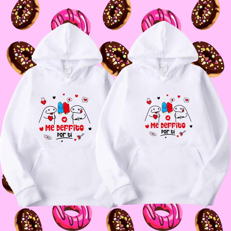 Flork Hoodie, Matching Couple Hooded Sweatshirt with Sublimation Print and Long Sleeves, Casual Polyester Top  Clothing  Comfortable