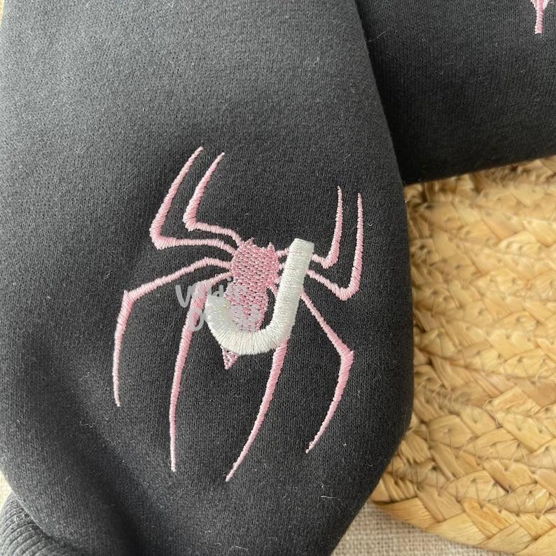 Embroidered Spider Couple Characters embroidered Sweatshirt, Embroidered Hoodie, Couple Sweatshirt, Engagement Gift, Spiders weater