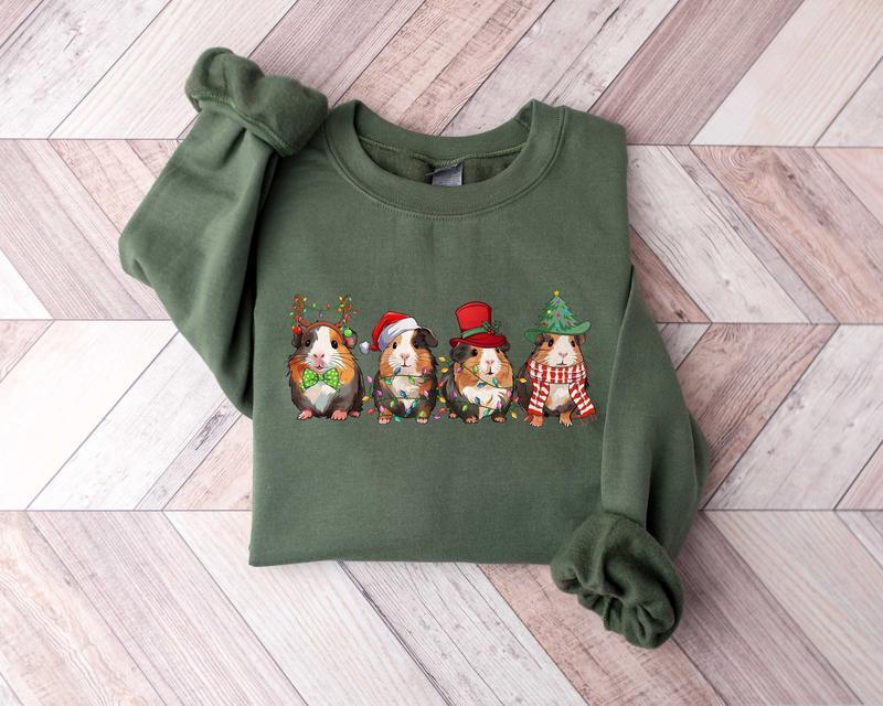 Merry Christmas Guinea Pig Family Sweatshirt, Cute Pigmas Christmas Family Sweatshirt