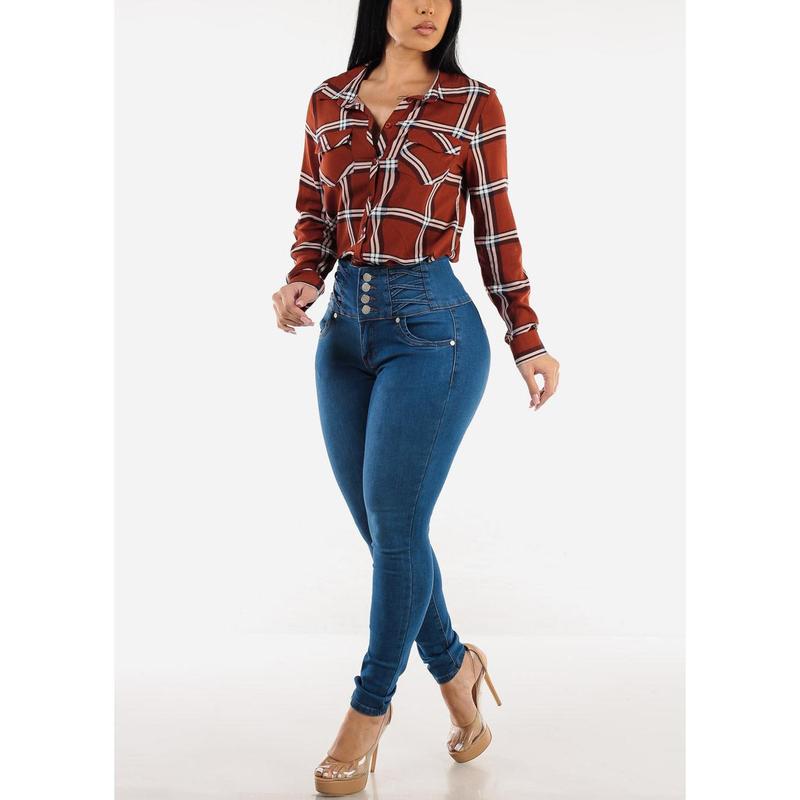 Levantacola High Waist Indigo Skinny Jeans