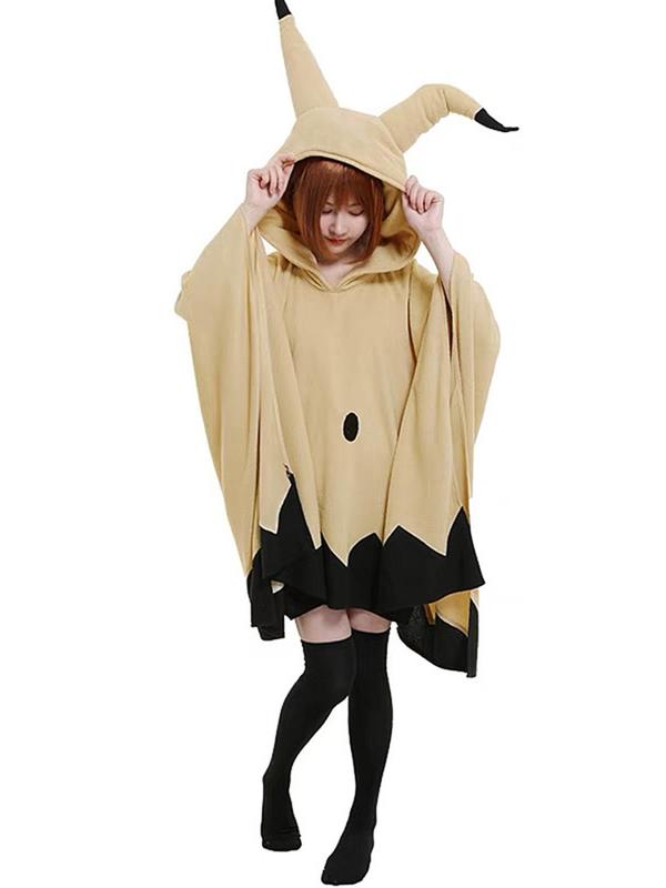 Women's Colorblock Cloak Sleeve Lounge Hooded Cape, Casual Cute Long Sleeve Polar Fleece Lounge Cape, Women's Fall & Winter Sleepwear