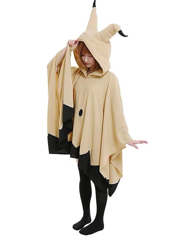 Women's Colorblock Cloak Sleeve Lounge Hooded Cape, Casual Cute Long Sleeve Polar Fleece Lounge Cape, Women's Fall & Winter Sleepwear