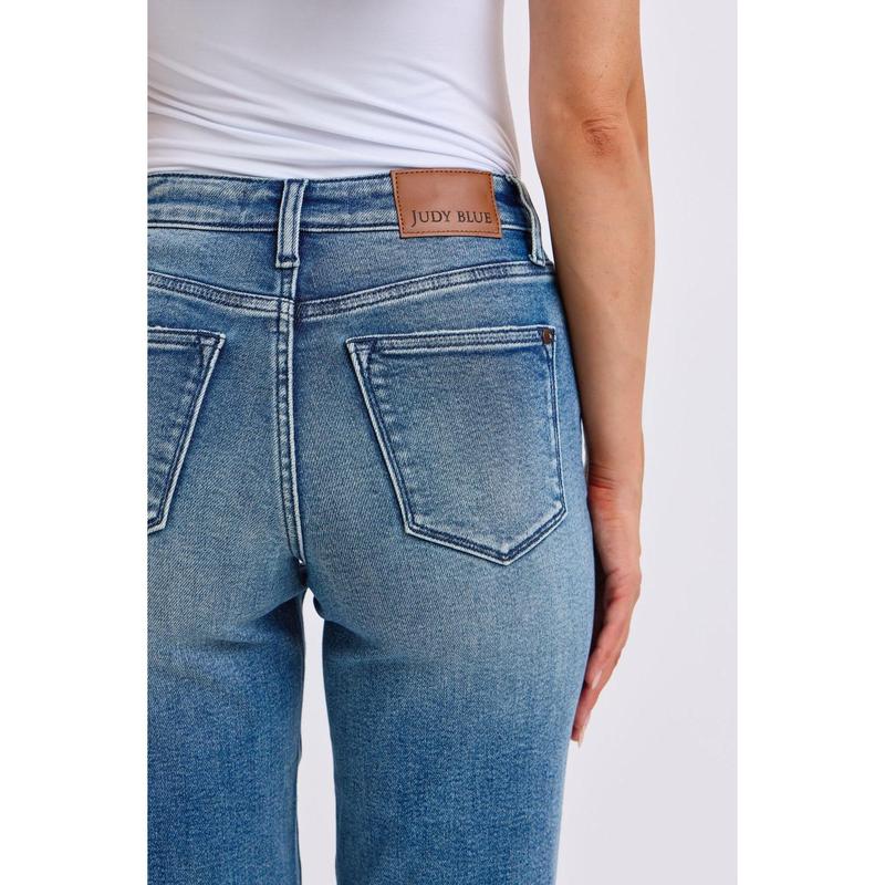 JUDY BLUE MID RISE CONTRAST WASH DESTROY DAD JEAN