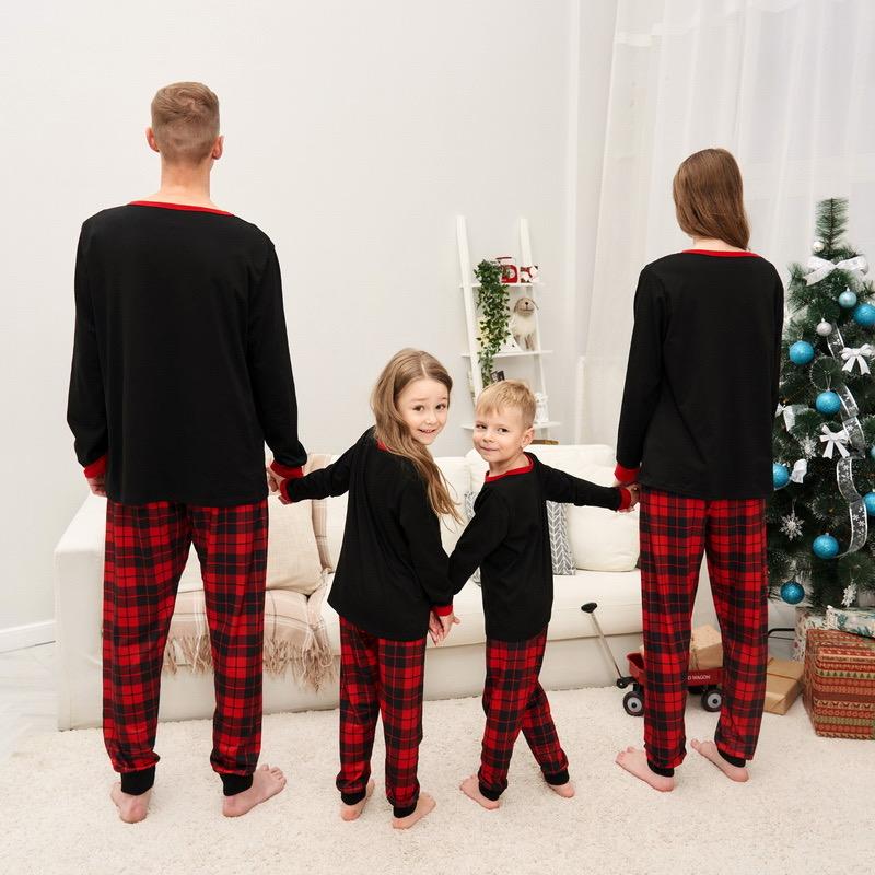 Family Christmas Pajamas Matching Sets, BengUp Christmas Family Pajamas Sets Long Sleeve Pjs Matching Sets with Plaid Pants Soft Sleepwear Loungewear