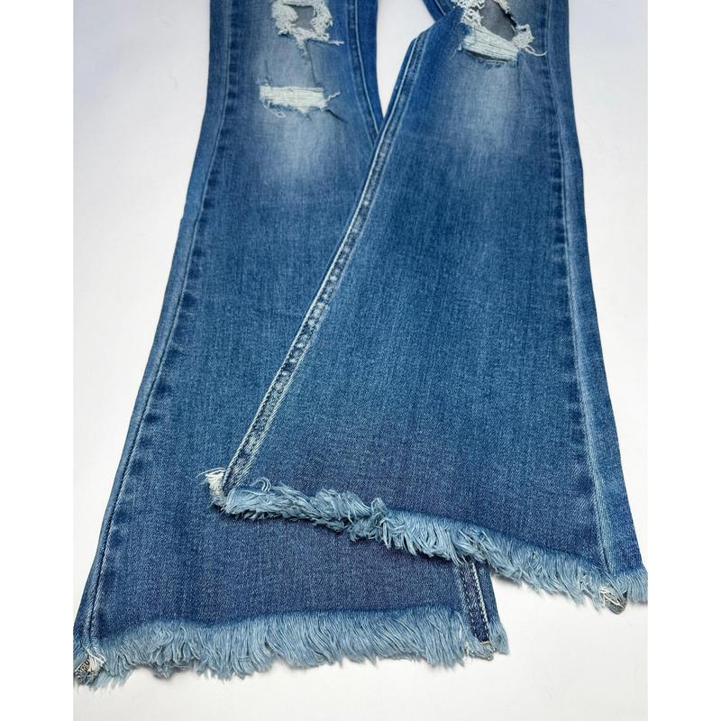 LIGHT WASH Route 507 Milestone Distressed Denim Flare Jeans Bottom