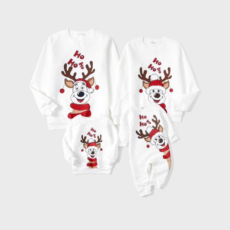 PatPat Christmas Family Matching Reindeer Print Long-sleeve Tops