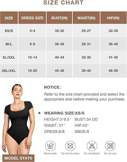 Lover-Beauty Bodysuit Shirts for Women Short Sleeve Tummy Control Thong Shapewear