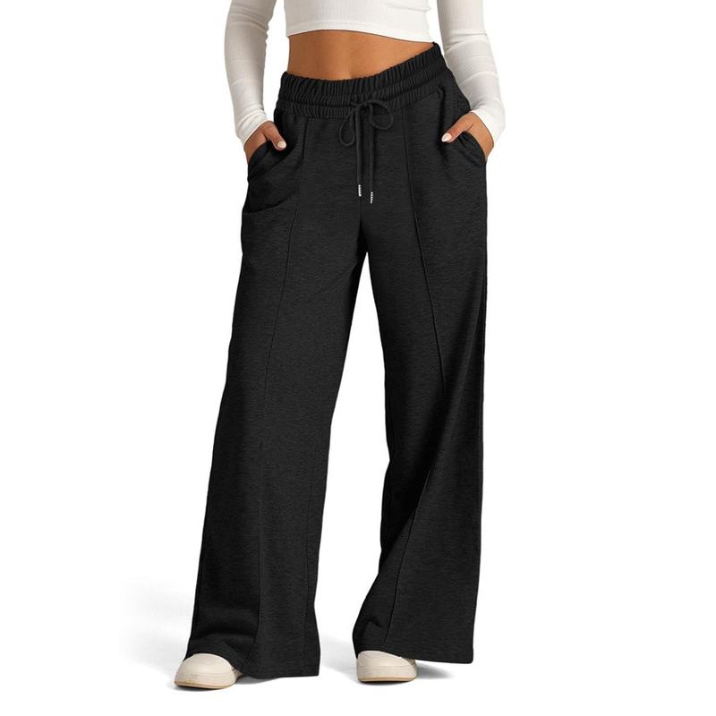 Womens Wide Leg Sweatpants Casual Loose Solid Color Pants Comfy Lounge Joggers Baggy Sweatpants