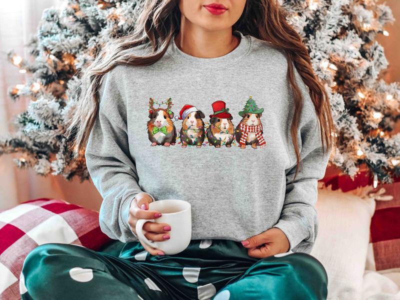 Merry Christmas Guinea Pig Family Sweatshirt, Cute Pigmas Christmas Family Sweatshirt