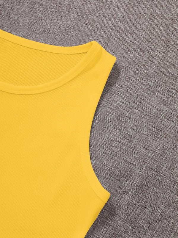 Women's Letter Print Round Neck Tank Top, Casual Sleeveless Top for Summer, Ladies Clothes for Daily Wear