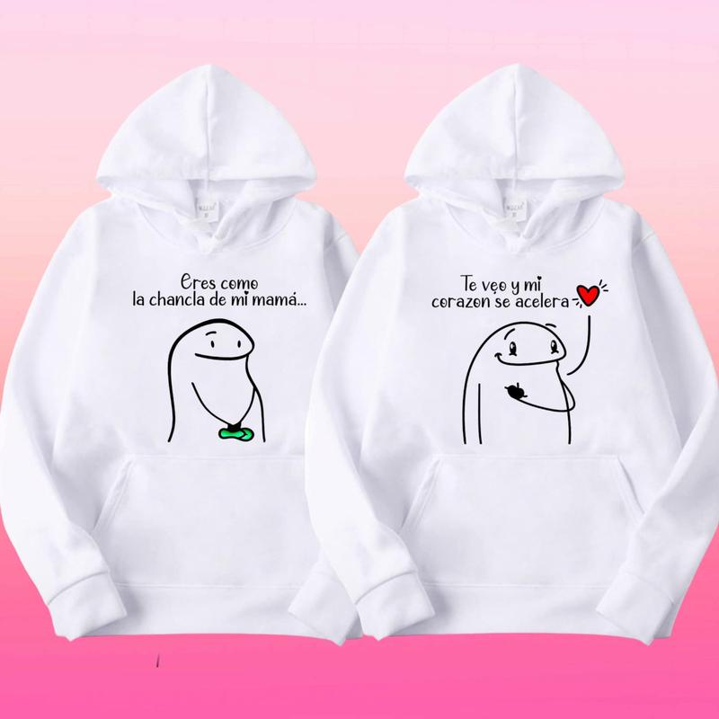 Flork Hoodie, Matching Couple Hooded Sweatshirt with Sublimation Print and Long Sleeves, Casual Polyester Top  Clothing  Comfortable