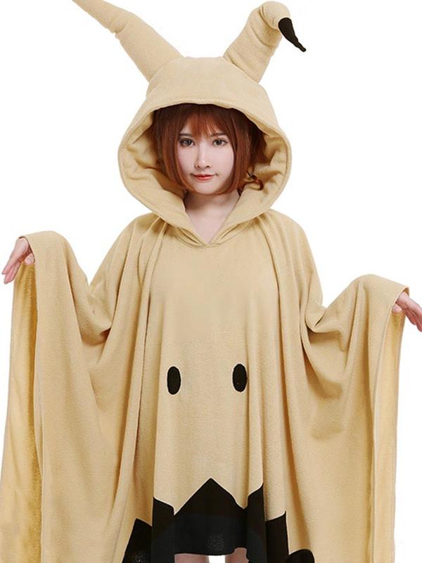 Women's Colorblock Cloak Sleeve Lounge Hooded Cape, Casual Cute Long Sleeve Polar Fleece Lounge Cape, Women's Fall & Winter Sleepwear