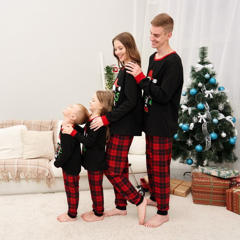 Family Christmas Pajamas Matching Sets, BengUp Christmas Family Pajamas Sets Long Sleeve Pjs Matching Sets with Plaid Pants Soft Sleepwear Loungewear