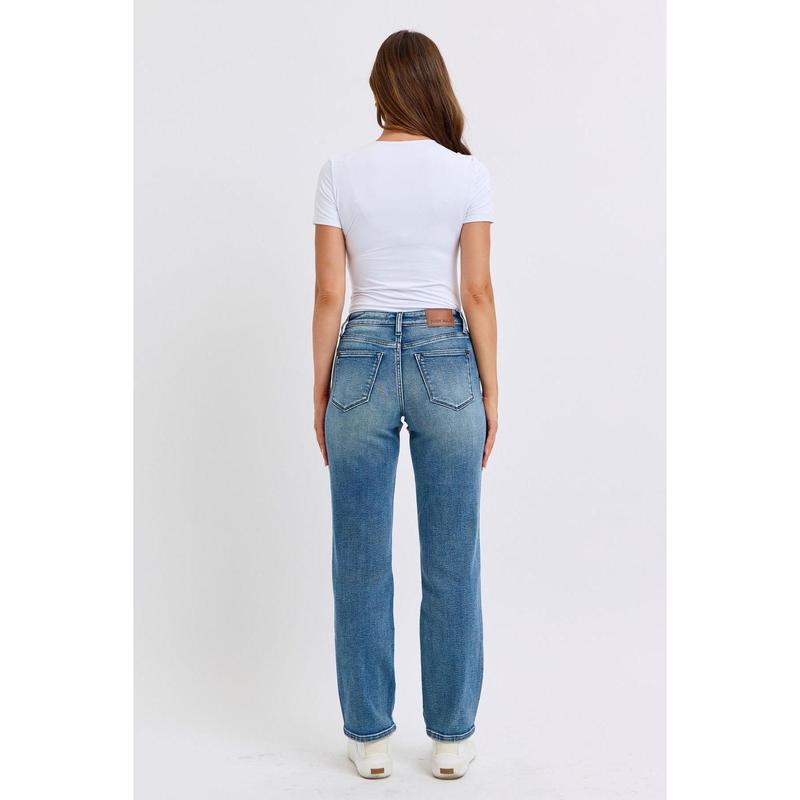 JUDY BLUE MID RISE CONTRAST WASH DESTROY DAD JEAN