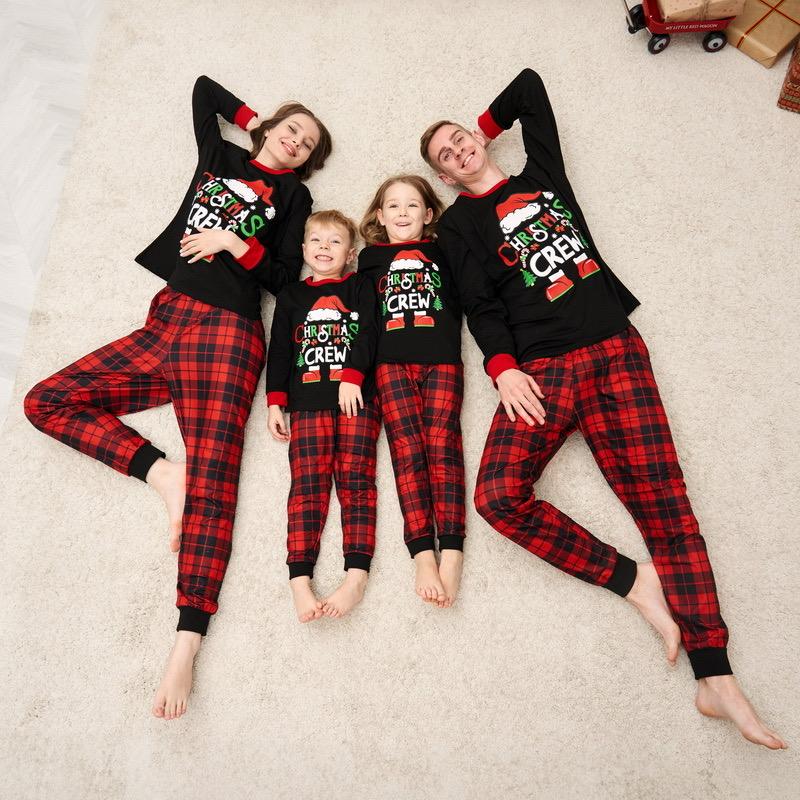 Family Christmas Pajamas Matching Sets, BengUp Christmas Family Pajamas Sets Long Sleeve Pjs Matching Sets with Plaid Pants Soft Sleepwear Loungewear