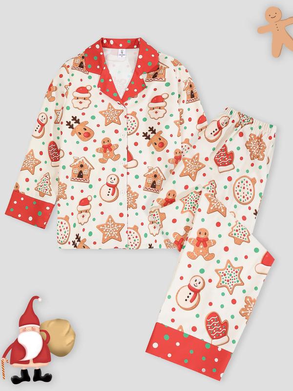 @ShopwithJulie Collection Women's Christmas Patchwork Print Lapel Neck Pajama, Casual Comfy Long Sleeve Button Up Top & Elastic Waist Pants PJ Set, Ladies Sleepwear for Spring & Fall, Pajama Pants at Gym