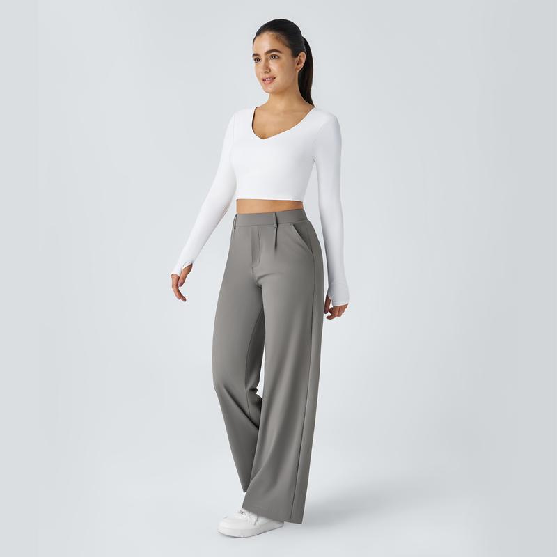 Halara Flex High Waisted Plicated Side Pocket Straight Leg Work Pants