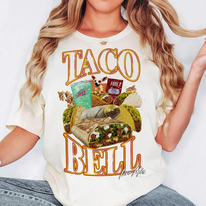 Taco Bell 90's Bootleg T-Shirt, Taco Bell 90's Bootleg Shirts, Taco Bell 90's Bootleg Cotton Tee, Vintage Taco Bell 90's Top Shirt, Graphic Taco Tees