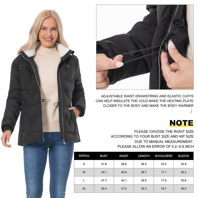 Vofuoti Christmas Gifts for Women Women's Heated Jacket, Lightweight Heated Coat with Battery Pack and Detachable Hood