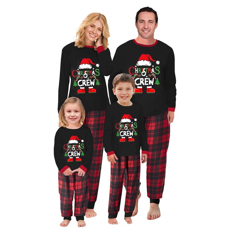 Family Christmas Pajamas Matching Sets, BengUp Christmas Family Pajamas Sets Long Sleeve Pjs Matching Sets with Plaid Pants Soft Sleepwear Loungewear