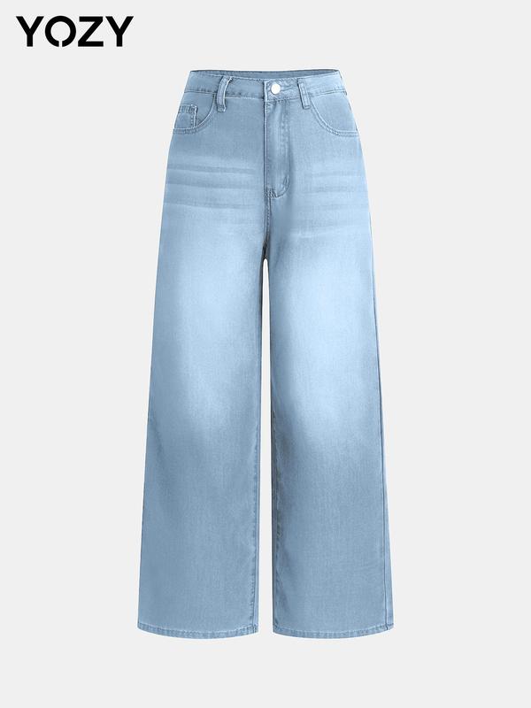 YOZY Christmas Deals, Wide Leg Denim Pants, Casual Comfy Button Fly Pocket Trousers for Daily Wear, 2024 Women's All Season Outfits for Daily Wear, Christmas 2024 Trend, Fall & Winter Clothes