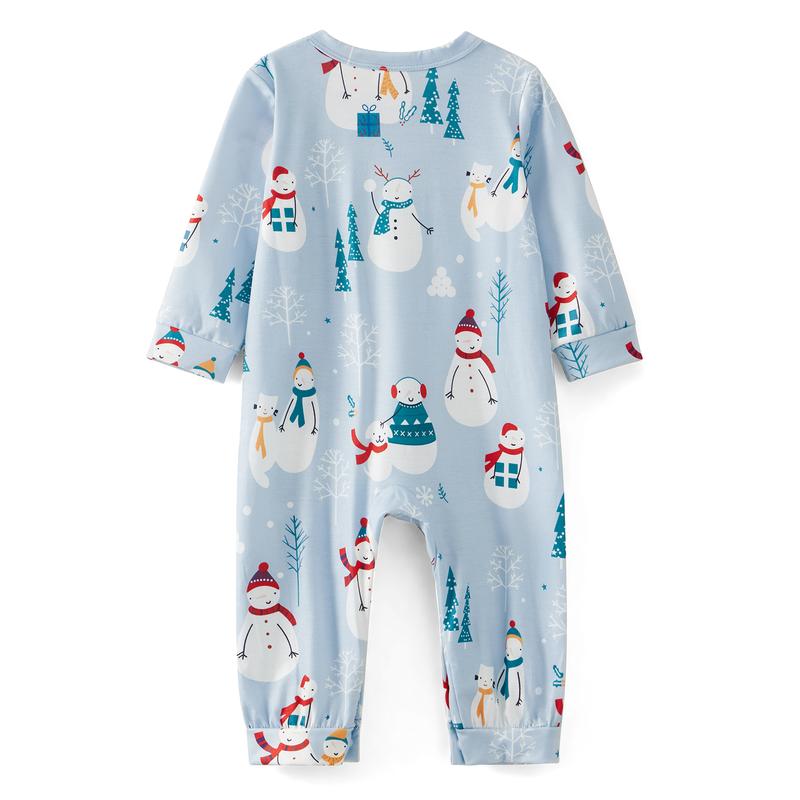 Matching Christmas Pajamas for Family Long Sleeve Snowman Print Shirt Tops Long Pants Set Loungewear