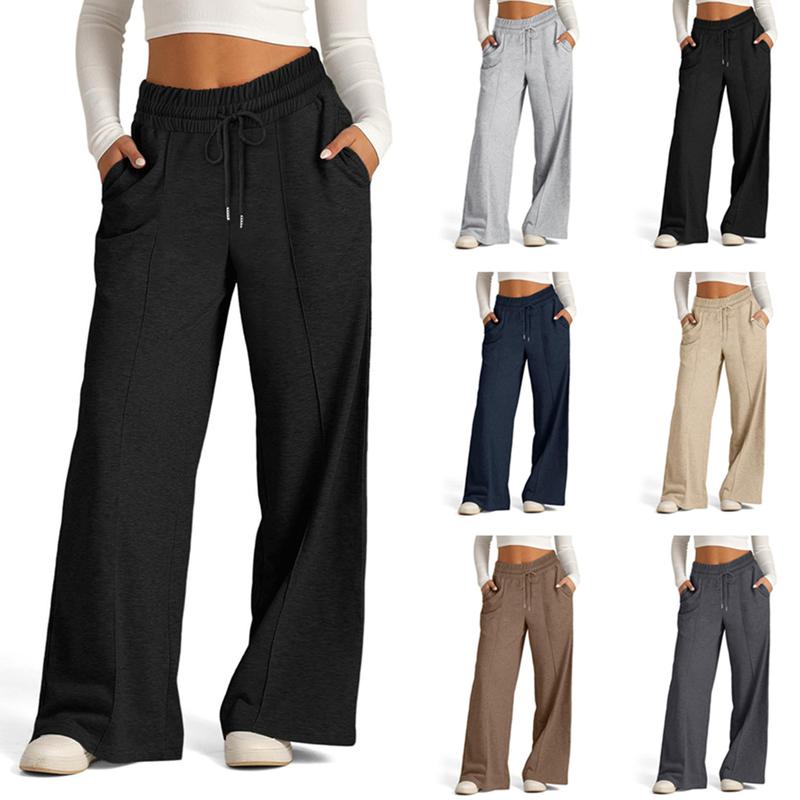 Womens Wide Leg Sweatpants Casual Loose Solid Color Pants Comfy Lounge Joggers Baggy Sweatpants