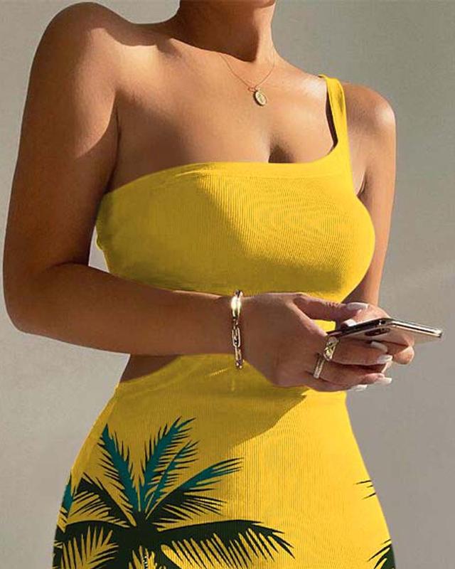 Chicme Ombre One Shoulder Cutout Ribbed Bodycon Dress pinkandblue dress yellow summer Satin Flutter Sleeve Wedding Guest Dress paris  hilton vma