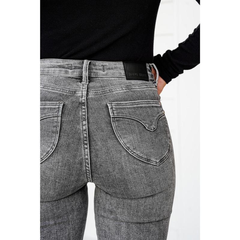 Judy Blue Smoke Show Mid Rise Grey Tummy Control Skinny Jeans with Shield Pockets