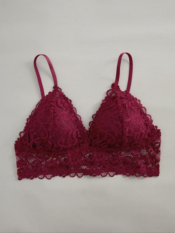 Women's Solid Color Triangle Lace Bra, Casual Comfy Breathable Wireless Lingerie Top, Softness Lingerie for All Seasons