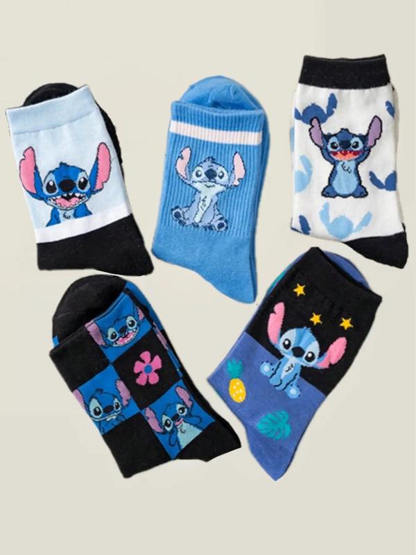 Women's Cartoon Print Crew Socks, Casual Moisture Wicking Socks, Soft Comfy Breathable Socks for All Seasons Daily Wear