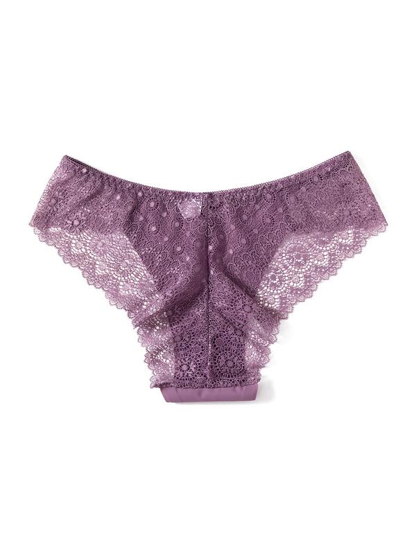 Women's Contrast Lace Drop Waist Panty, Breathable Comfortable Knicker for Daily Wear, Ladies Underwear for All Seasons