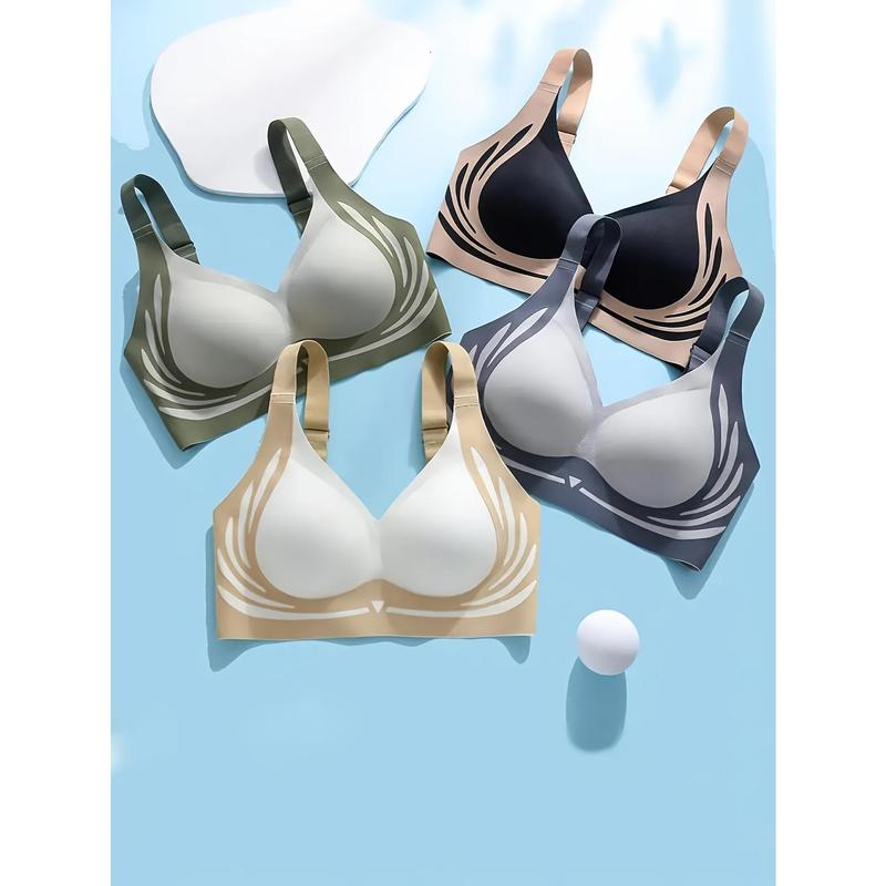 4-Piece Anti-Gravity Lifting Breast Holding Light Luxury Nubra Skin Breathable Comfortable No Scar Gathered Wireless Underwear