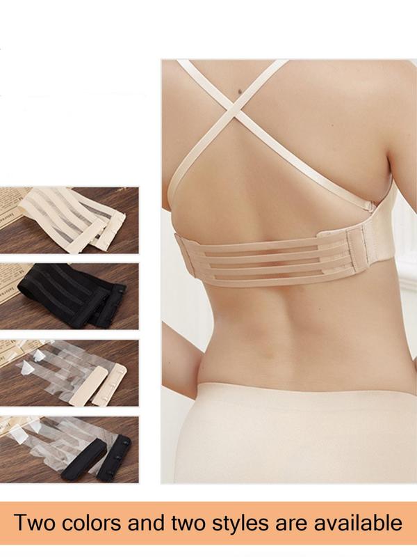 Women's 4pcs Plain Sheer Back Bra Extenders, Adjustable Transparent Bra Extender, Women Lingerie Accessories, Versatile Lingerie Accessories for Daily Wear