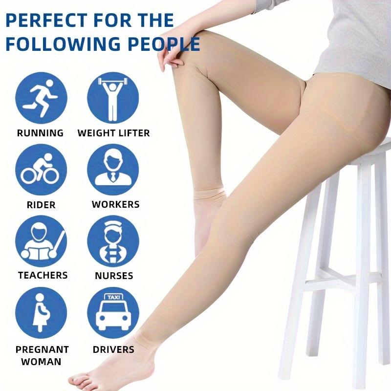 20-30mmHg Compression Support Tights, Opaque Footless Waist High Compression Stockings & Leggings for Women