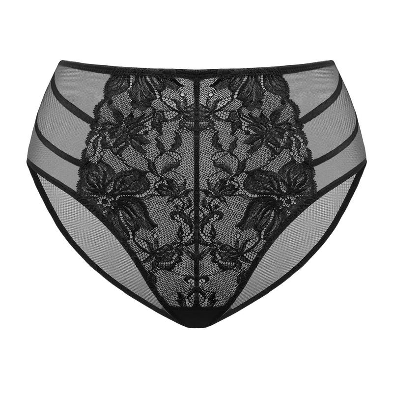 HSIA Pretty In Petals Floral Lace Sheer Mesh Back Underwear High-Rise Brief Matching Panty