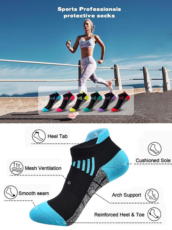 Women's Colorblock Ankle Socks, Casual Moisture Wicking Low Cut Socks, Soft Comfy Breathable Socks for All Seasons Daily Wear